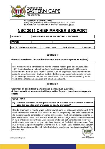 NSC 2011 CHIEF MARKER'S REPORT - Ecexams.co.za