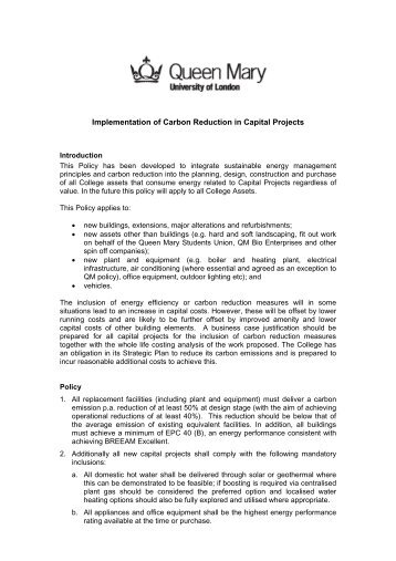 Policy for the Implementation of Carbon Reduction in Capital Projects