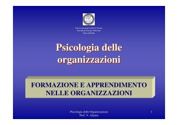 Psicologia delle organizzazioni Psicologia delle organizzazioni