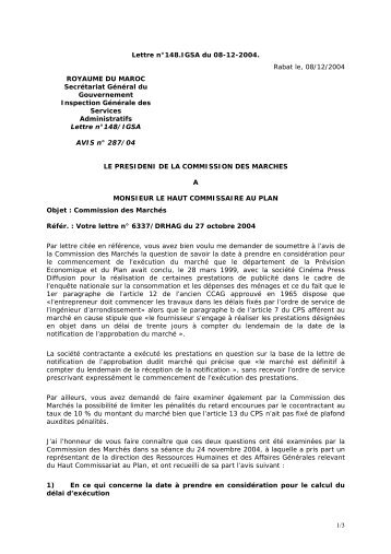 Lettre nÂ° 148-IGSA du 08-12-2004 portant sur la Commission des ...