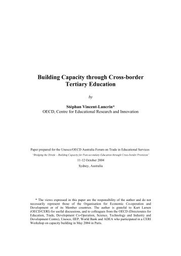 Building Capacity through Cross border Tertiary Education