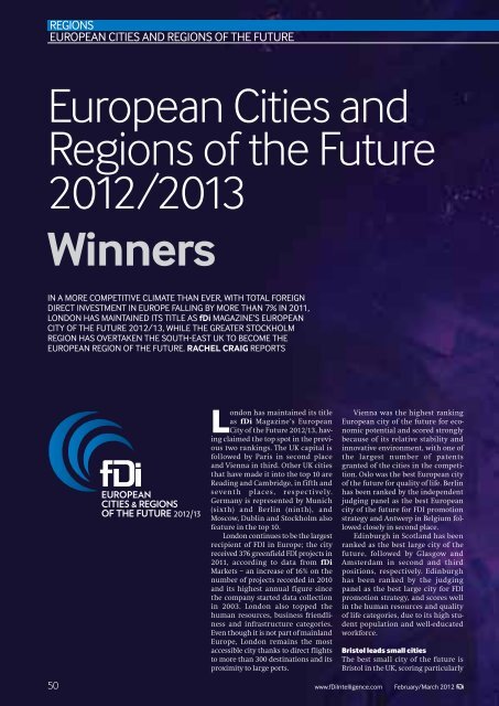 European Cities and Regions of the Future Winners