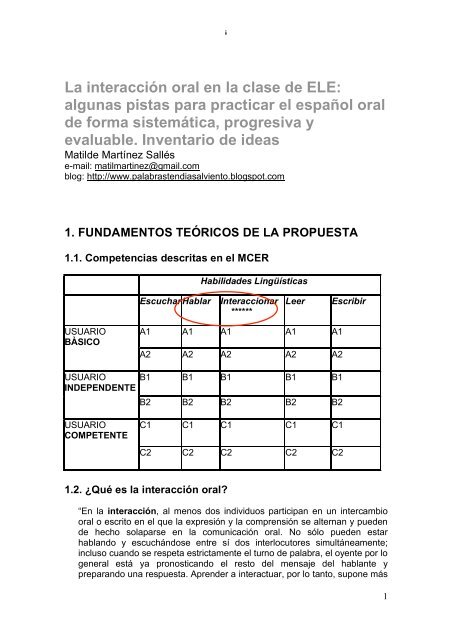 La interacciÃ³n oral en la clase de ELE - Encuentro PrÃ¡ctico