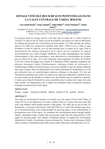 zonage viticole des surfaces potentielles dans la valle centrale de ...