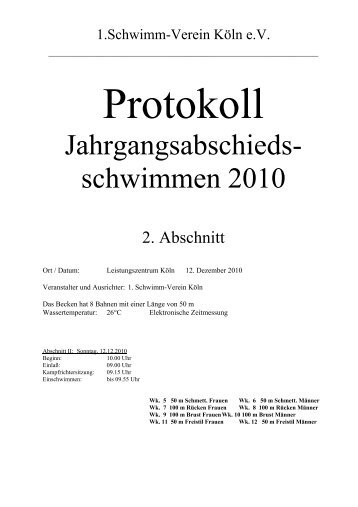 Protokoll VA1 - Schwimmen