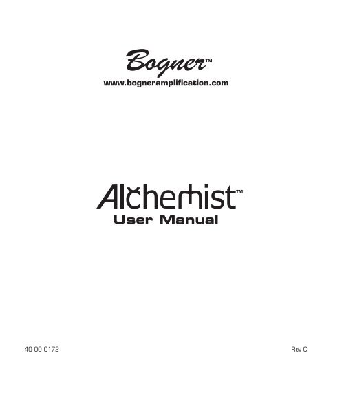 Bogner Alchemist User Manual - Revision C - zZounds.com