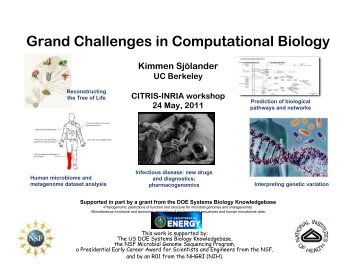 Grand Challenges in Computational Biology - Project web sites - Inria
