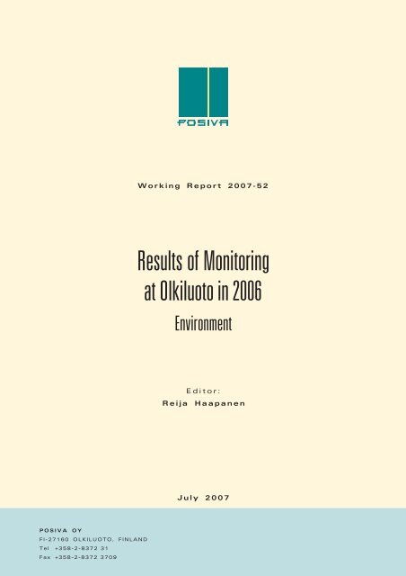 Results of Monitoring at Olkiluoto in 2006 - Environment (pdf) - Posiva