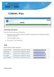 CINAHL Plus - ADHB Library Links - The University of Auckland