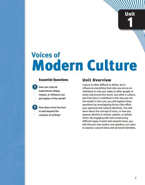 Modern Culture Script Voices of Modern Culture