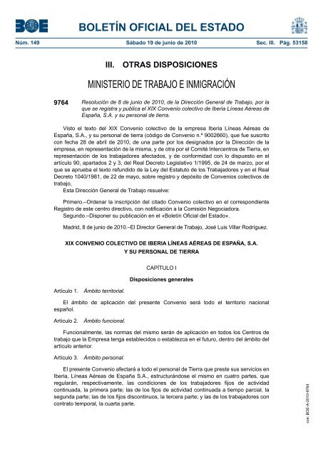 DisposiciÃ³n 9764 del BOE nÃºm. 149 de 2010 - Sindicato Nacional ...