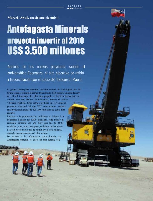 Antofagasta Minerals Proyecta Invertir al 2010 US ... - Areaminera