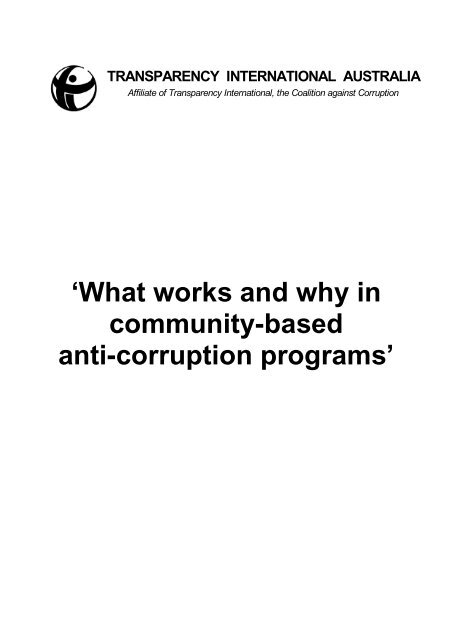 'What works and why in community-based anti-corruption programs'