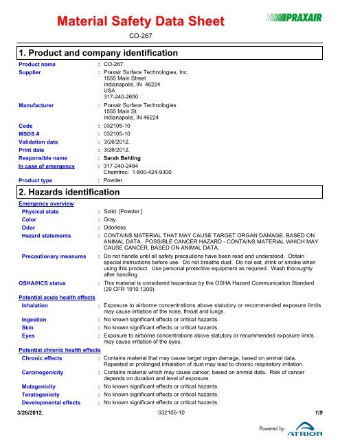 CO-267 - Praxair Surface Technologies