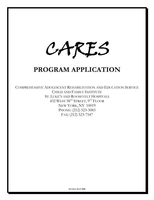 CARES Application Form 032708