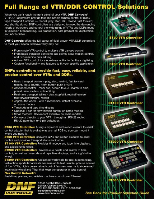Full Range of VTR/DDR CONTROL Solutions - DNF Controls