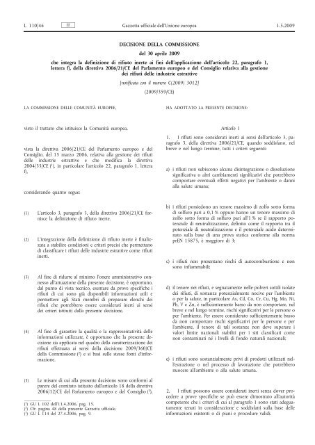 Decisione della Commissione, del 30 aprile 2009, che ... - EUR-Lex