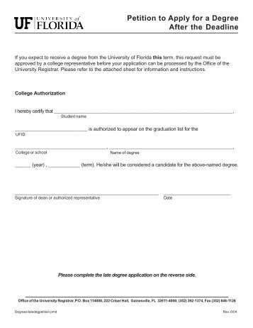 Late Degree Application - College of Agricultural and Life Sciences