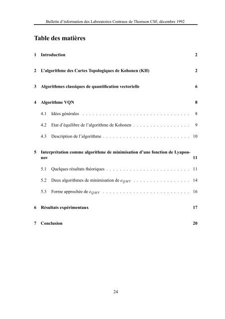 nouveaux resultats theoriques concernant les cartes topologiques 1