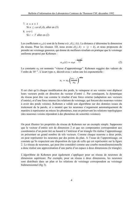 nouveaux resultats theoriques concernant les cartes topologiques 1