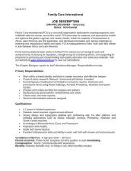 Family Care International JOB DESCRIPTION