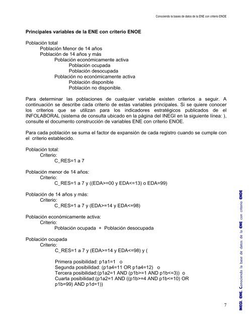 Conociendo la base de datos de la ENE con criterio ENOE - Inegi