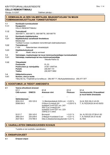 Material Safety Data Sheet - Cello