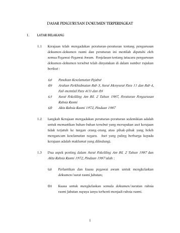 dasar pengurusan dokumen terperingkat - Perpustakaan Negara ...