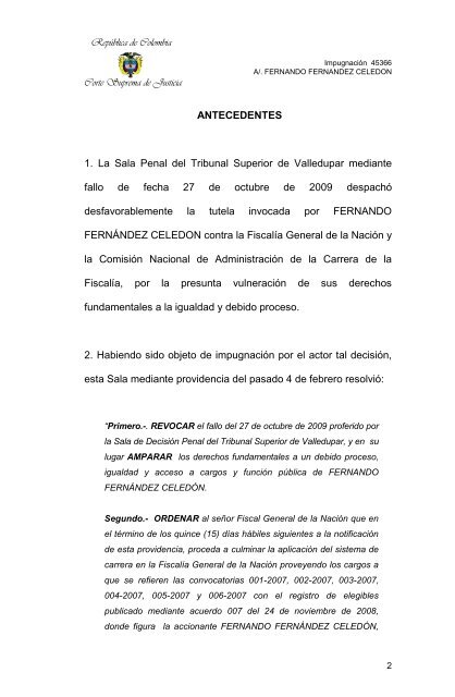 Tutela 40474 del 9 de marzo de 2009 - Corte Suprema de Justicia