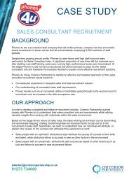 Sales recruitment - Criterion Partnership