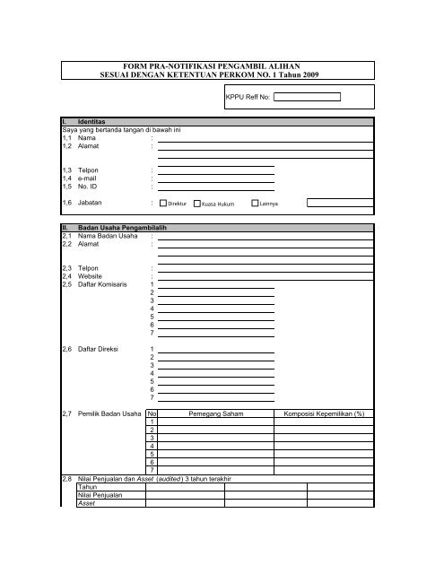 form akuisisi - KPPU