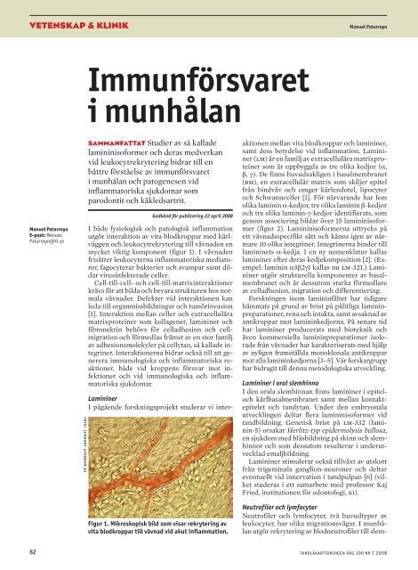 Immunförsvaret i munhålan - Tandläkartidningen