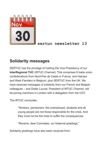 sertuc newsletter 13 Solidarity messages
