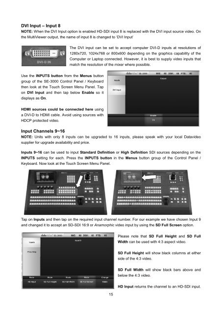 download datavideo se-3000-8 product manual - Go Electronic