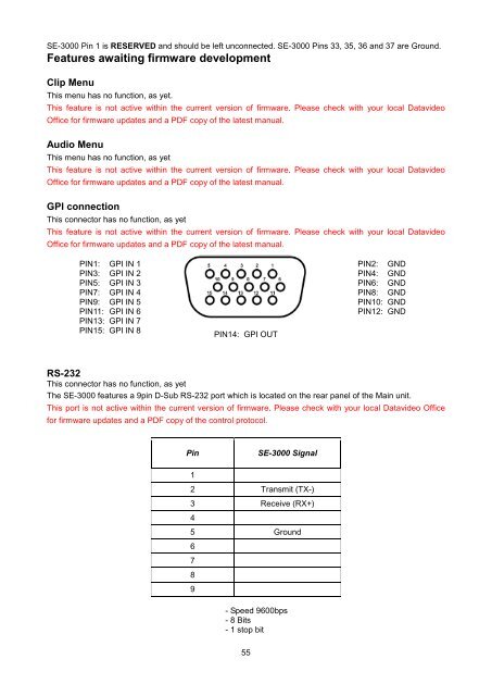 download datavideo se-3000-8 product manual - Go Electronic