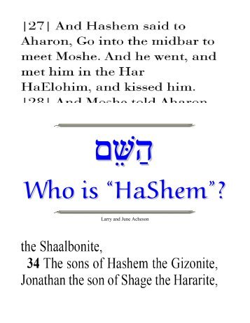 Who is âHaShemâ? - Ponder Scripture