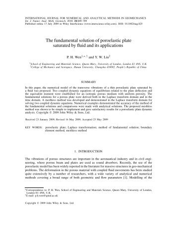 The fundamental solution of poroelastic plate saturated by fluid and ...