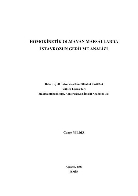 homokinetik olmayan mafsallarda istavrozun gerilme analizi