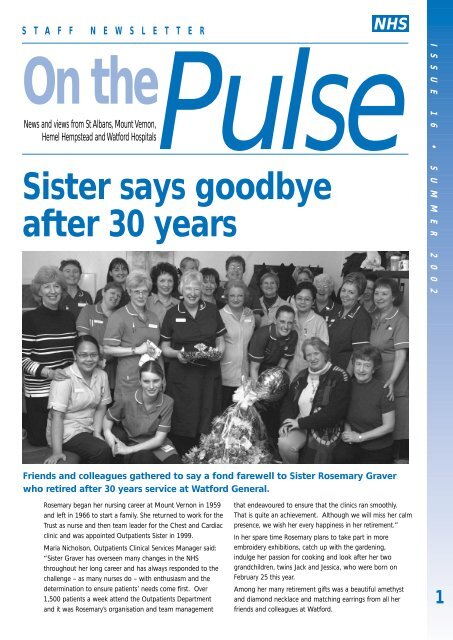 Sister says goodbye after 30 years - West Hertfordshire Hospitals ...