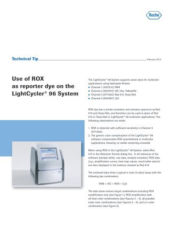 Use of ROX as reporter dye on the LightCyclerÂ® 96 System