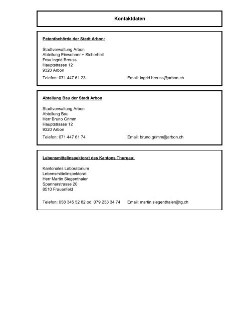 GESUCH UM EIN PATENT FÃR DEN HANDEL MIT ... - Stadt Arbon