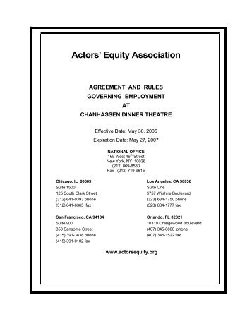 Chanhassen Dinner Theatre Rulebook 05-07 - Actors