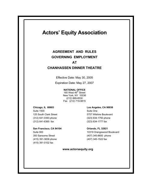 Chanhassen Dinner Theatre Rulebook 05-07 - Actors