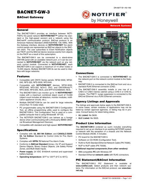 BACNET-GW-3 - Notifier