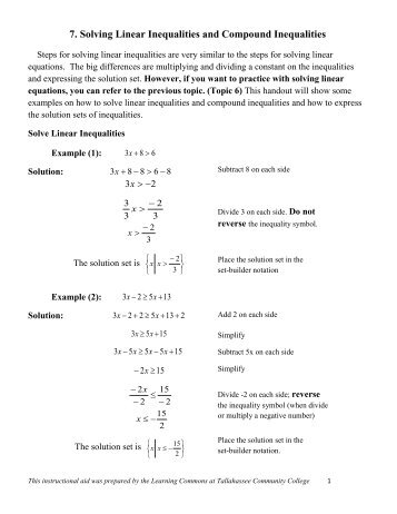 3 5 Compound Inequalities Worksheet L Name Date Per Write A