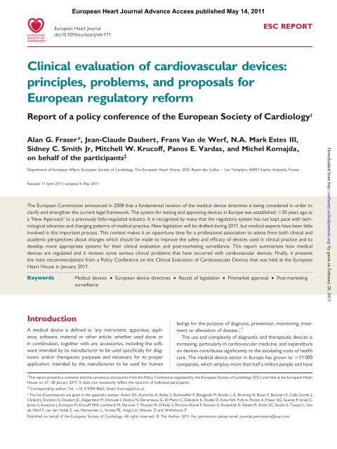 ESC Position on Medical Devices - Cardiovascular Round Table ...