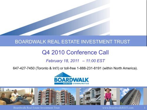 Q4 - 2010 Presentation - Boardwalk REIT