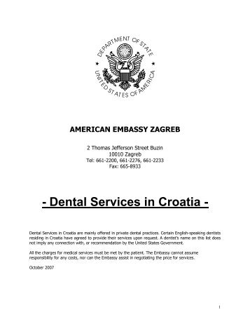Dental Services in Croatia - Embassy of the United States Zagreb ...