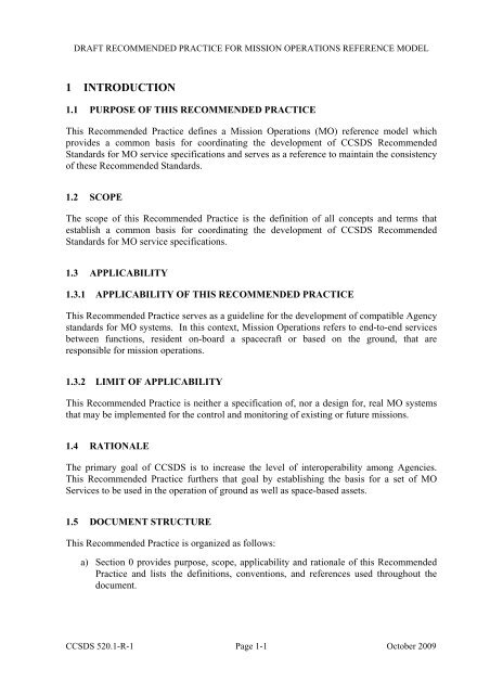 Mission Operations Reference Model. Draft ... - CCSDS