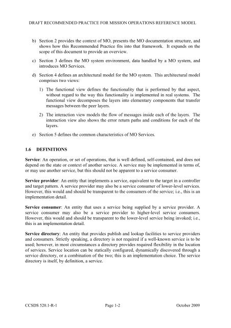 Mission Operations Reference Model. Draft ... - CCSDS